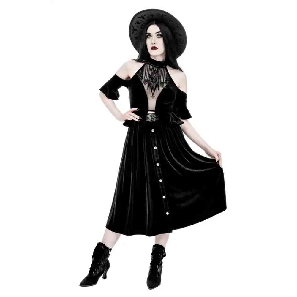 Restyle - Crypt Velvet Skirt - Black